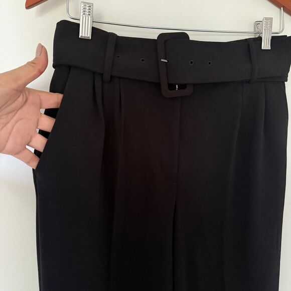 Express Womens Black High Rise Wide Leg Belted Trousers Career Pants Sz 8R - Picture 5 of 13